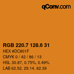 カラーコード: RGB 220.7 128.6 31 | qconv.com