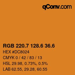 カラーコード: RGB 220.7 128.6 36.6 | qconv.com