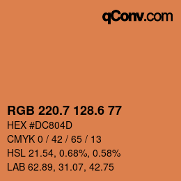 カラーコード: RGB 220.7 128.6 77 | qconv.com