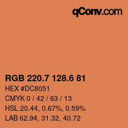 カラーコード: RGB 220.7 128.6 81 | qconv.com