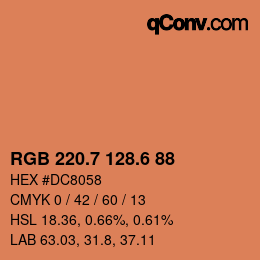 カラーコード: RGB 220.7 128.6 88 | qconv.com