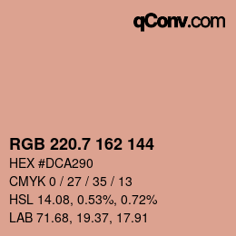 カラーコード: RGB 220.7 162 144 | qconv.com
