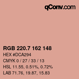 カラーコード: RGB 220.7 162 148 | qconv.com