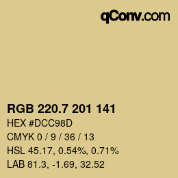 カラーコード: RGB 220.7 201 141 | qconv.com