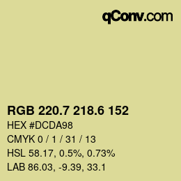 カラーコード: RGB 220.7 218.6 152 | qconv.com