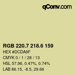 カラーコード: RGB 220.7 218.6 159 | qconv.com