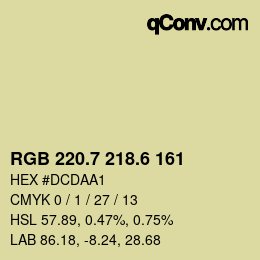 カラーコード: RGB 220.7 218.6 161 | qconv.com