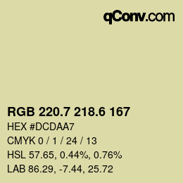 カラーコード: RGB 220.7 218.6 167 | qconv.com