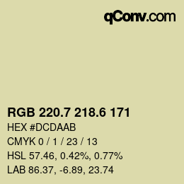 カラーコード: RGB 220.7 218.6 171 | qconv.com