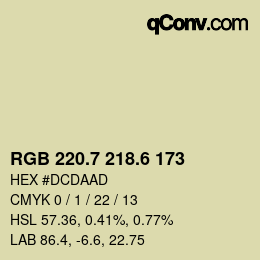 カラーコード: RGB 220.7 218.6 173 | qconv.com