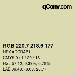 カラーコード: RGB 220.7 218.6 177 | qconv.com