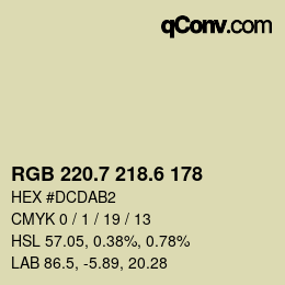カラーコード: RGB 220.7 218.6 178 | qconv.com