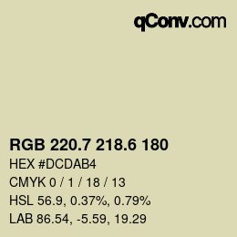 カラーコード: RGB 220.7 218.6 180 | qconv.com