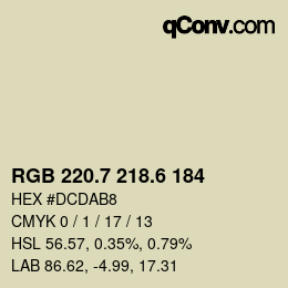 カラーコード: RGB 220.7 218.6 184 | qconv.com
