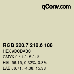 カラーコード: RGB 220.7 218.6 188 | qconv.com