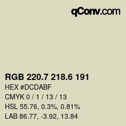 カラーコード: RGB 220.7 218.6 191 | qconv.com