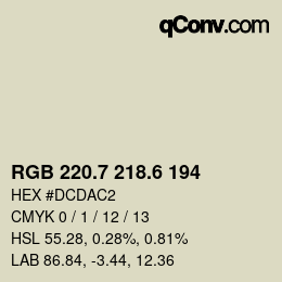 カラーコード: RGB 220.7 218.6 194 | qconv.com
