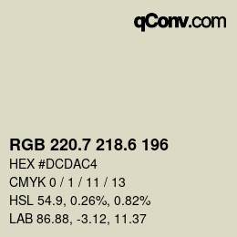 カラーコード: RGB 220.7 218.6 196 | qconv.com