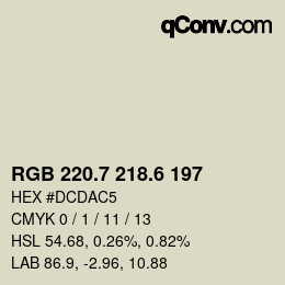 カラーコード: RGB 220.7 218.6 197 | qconv.com