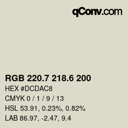 カラーコード: RGB 220.7 218.6 200 | qconv.com