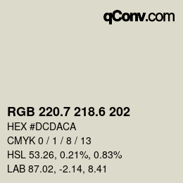 カラーコード: RGB 220.7 218.6 202 | qconv.com