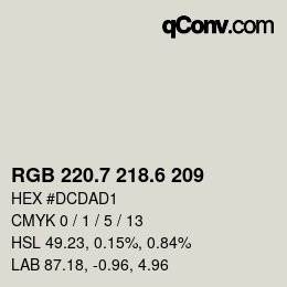 カラーコード: RGB 220.7 218.6 209 | qconv.com