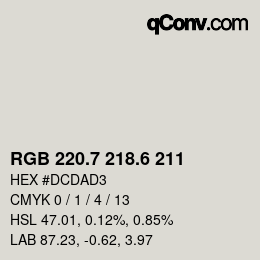 カラーコード: RGB 220.7 218.6 211 | qconv.com