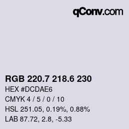 カラーコード: RGB 220.7 218.6 230 | qconv.com