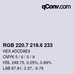 カラーコード: RGB 220.7 218.6 233 | qconv.com