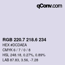 カラーコード: RGB 220.7 218.6 234 | qconv.com