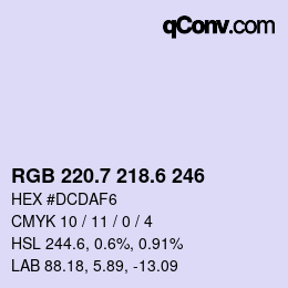 カラーコード: RGB 220.7 218.6 246 | qconv.com