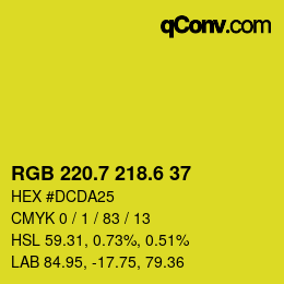 カラーコード: RGB 220.7 218.6 37 | qconv.com