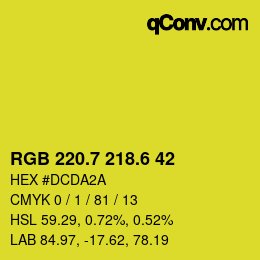 カラーコード: RGB 220.7 218.6 42 | qconv.com