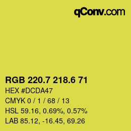 カラーコード: RGB 220.7 218.6 71 | qconv.com