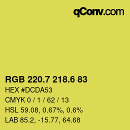 カラーコード: RGB 220.7 218.6 83 | qconv.com