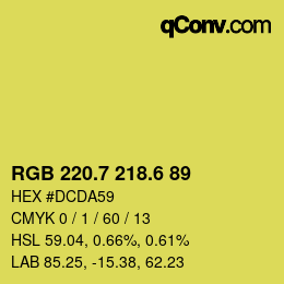 カラーコード: RGB 220.7 218.6 89 | qconv.com