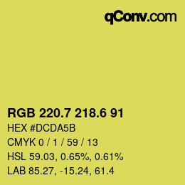 カラーコード: RGB 220.7 218.6 91 | qconv.com