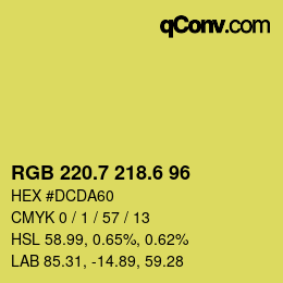 カラーコード: RGB 220.7 218.6 96 | qconv.com
