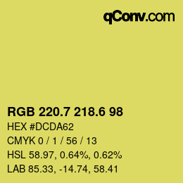 カラーコード: RGB 220.7 218.6 98 | qconv.com