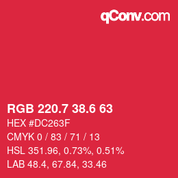 カラーコード: RGB 220.7 38.6 63 | qconv.com