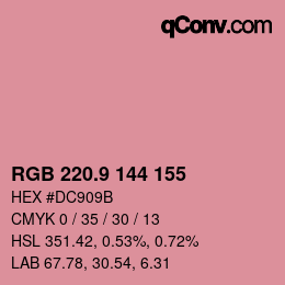 カラーコード: RGB 220.9 144 155 | qconv.com