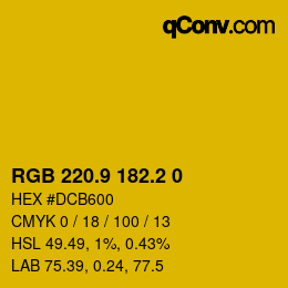 カラーコード: RGB 220.9 182.2 0 | qconv.com