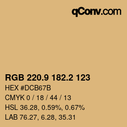 Color code: RGB 220.9 182.2 123 | qconv.com