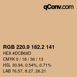 カラーコード: RGB 220.9 182.2 141 | qconv.com