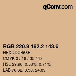 カラーコード: RGB 220.9 182.2 143.6 | qconv.com