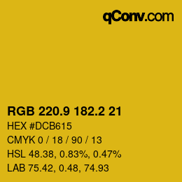 カラーコード: RGB 220.9 182.2 21 | qconv.com
