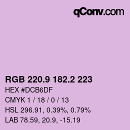 カラーコード: RGB 220.9 182.2 223 | qconv.com