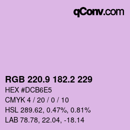 カラーコード: RGB 220.9 182.2 229 | qconv.com