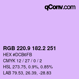 カラーコード: RGB 220.9 182.2 251 | qconv.com