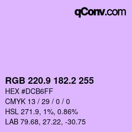 カラーコード: RGB 220.9 182.2 255 | qconv.com